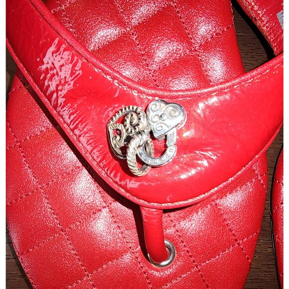 Brighton Sz 6 Silver "Charm" Working Locket Red Quilted Sandals Valentines Day * - Picture 3 of 8